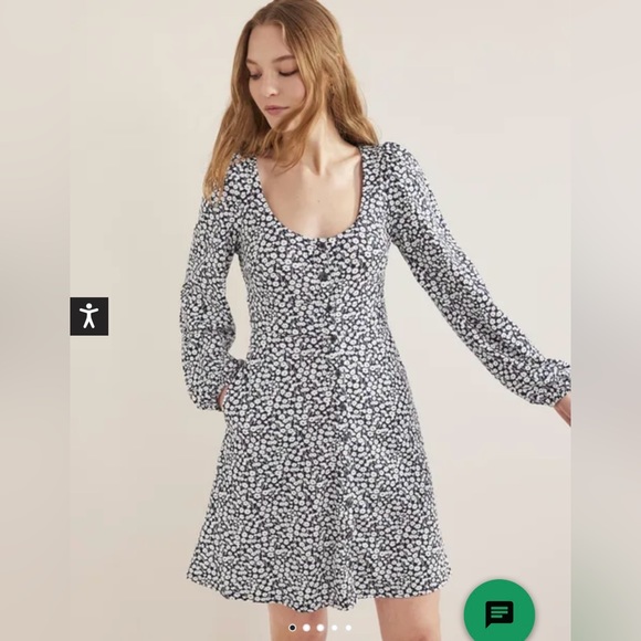 NWT Boden Button Front Jersey Mini Dress Floral French Navy Tulip Spring Size 4P - Picture 4 of 13